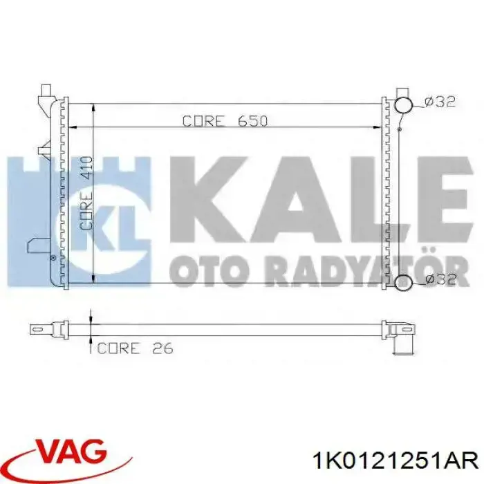 Radiador 1K0121251AR VAG