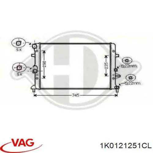 1K0121251CL VAG radiador