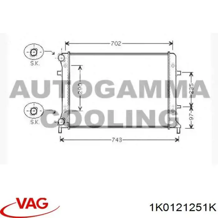Radiador 1K0121251K VAG