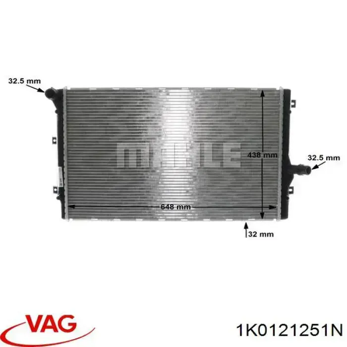 Radiador 1K0121251N VAG