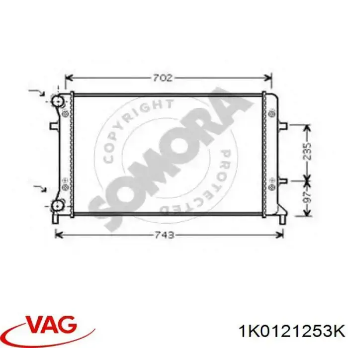 Radiador 1K0121253K VAG