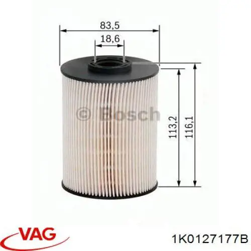 Filtro de combustible 1K0127177B VAG