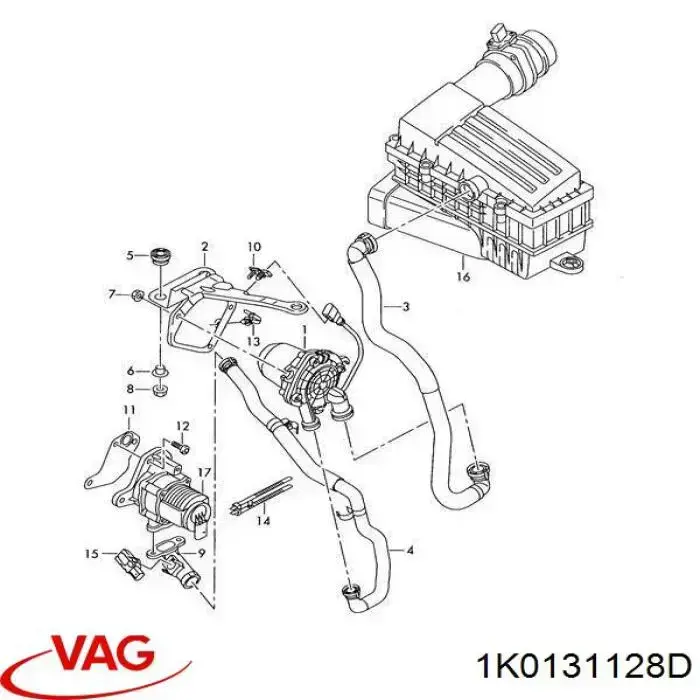 Tubo de aire, de la bomba a la válvula de suministro de aire VAG 1K0131128D precio, desde 55,42 EUR