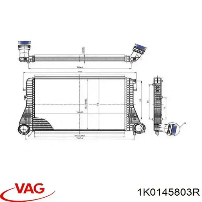 Enfriador de aire de admisión VAG 1K0145803R
