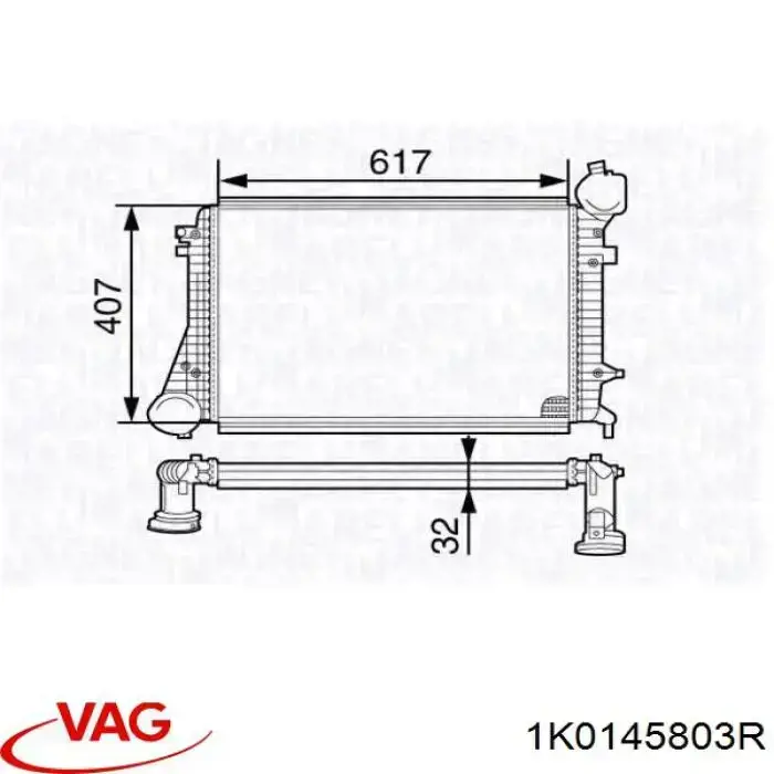 1K0145803R VAG Radiador de intercooler