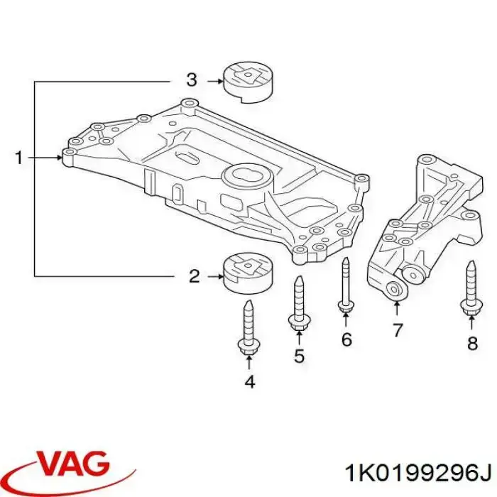 Comprar 1K0199296J VAG Soporte de viga delantera
