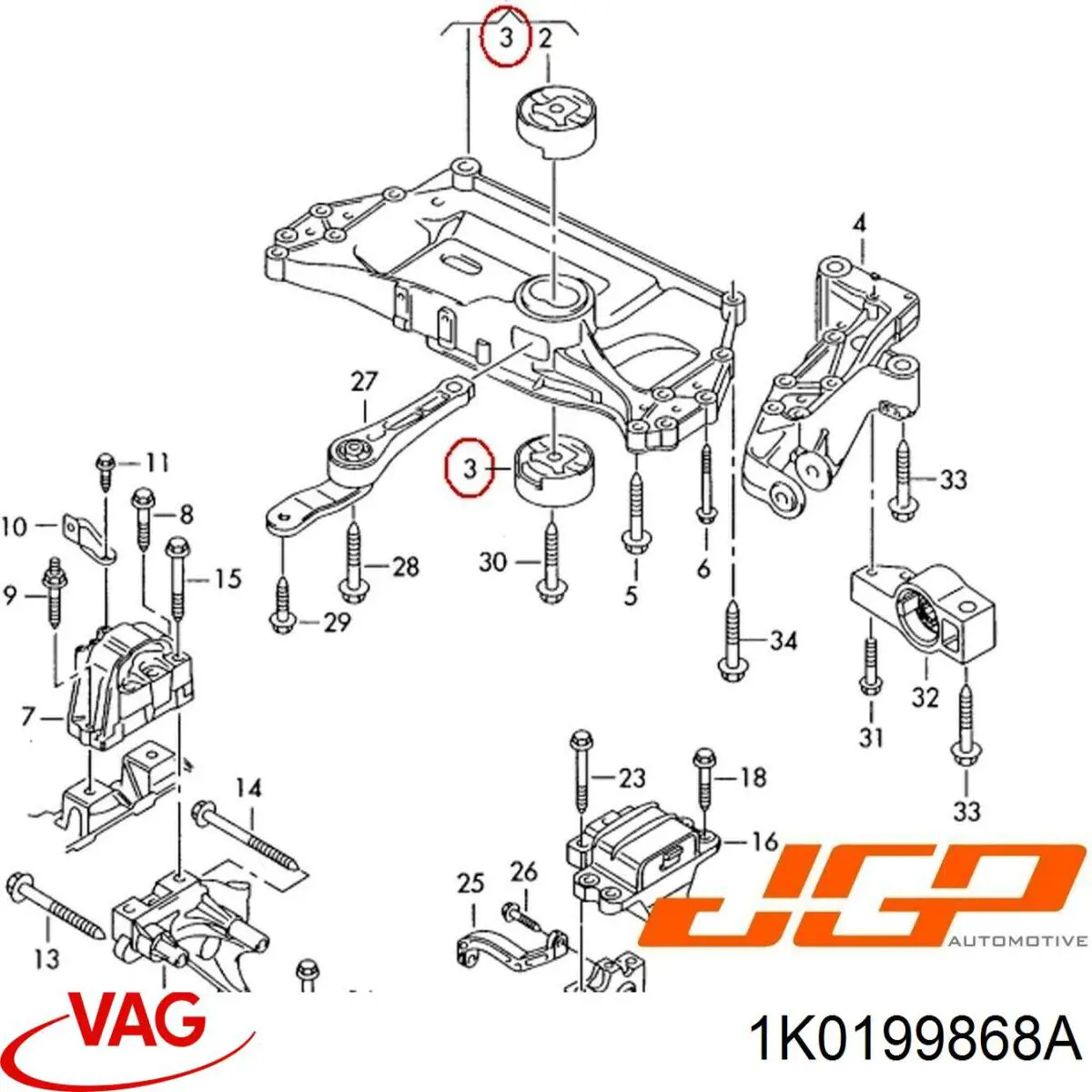 1K0199868A VAG Buje silencioso del subchasis delantero
