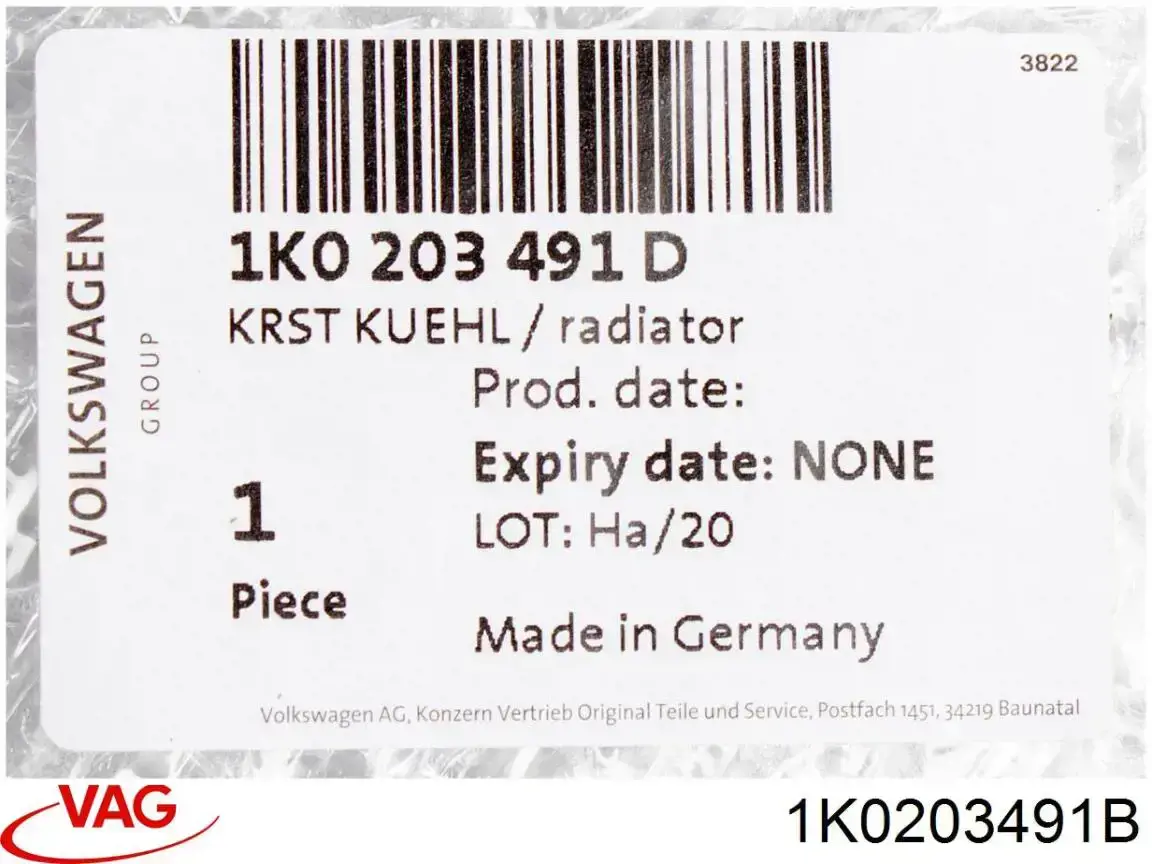 Comprar 1K0203491B VAG Radiador de enfriamiento de combustible