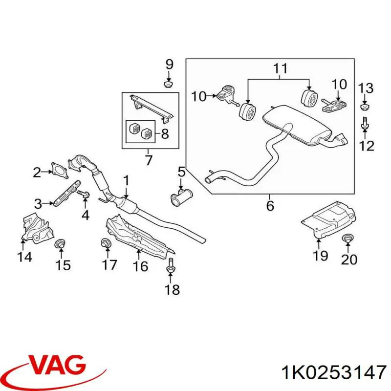 Soporte silenciador VAG 1K0253147