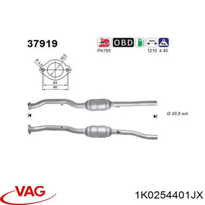 Catalizador VAG 1K0254401JX precio, desde 1700,31 EUR