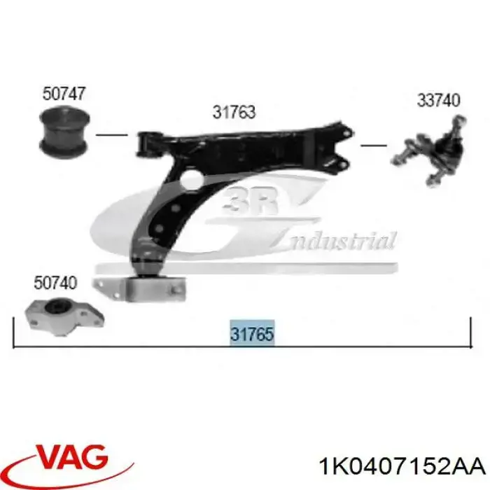 Comprar 1K0407152AA VAG Brazo inferior derecho de la suspensión delantera