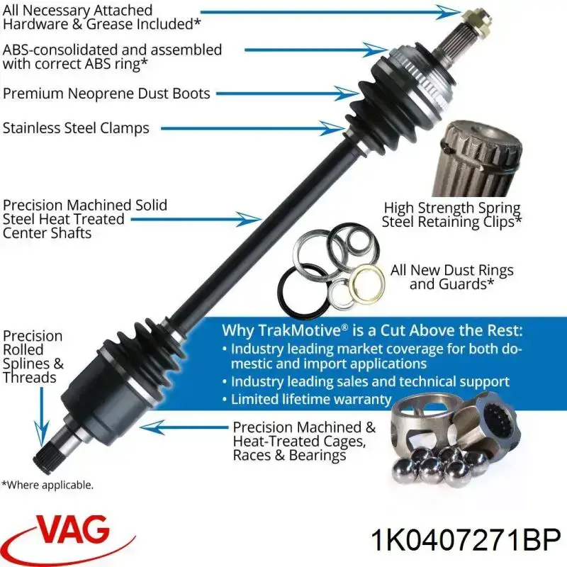 1K0407271BP VAG Semieje delantero izquierdo