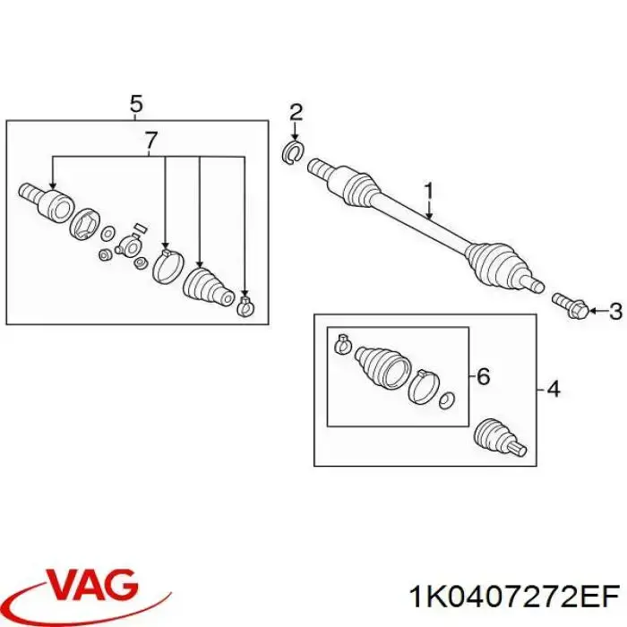 3C0407272BQ VAG Semieje delantero derecho