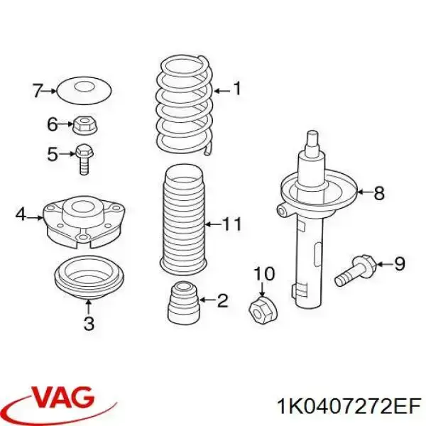1K0407272EF VAG Semieje delantero derecho