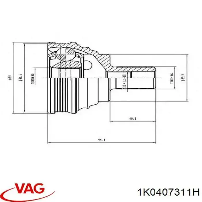 1K0407311H VAG junta homocinética exterior delantera