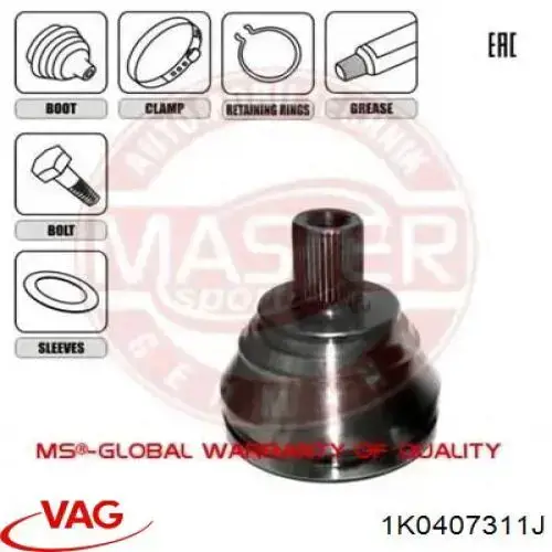Junta homocinética exterior delantera VAG 1K0407311J precio, desde 38,98 EUR