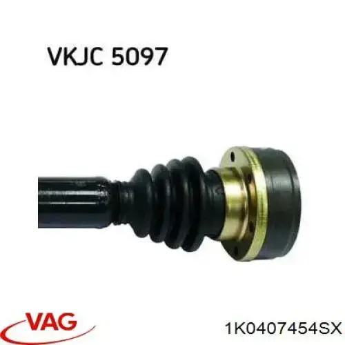 1K0407454SX VAG árbol de transmisión delantero derecho