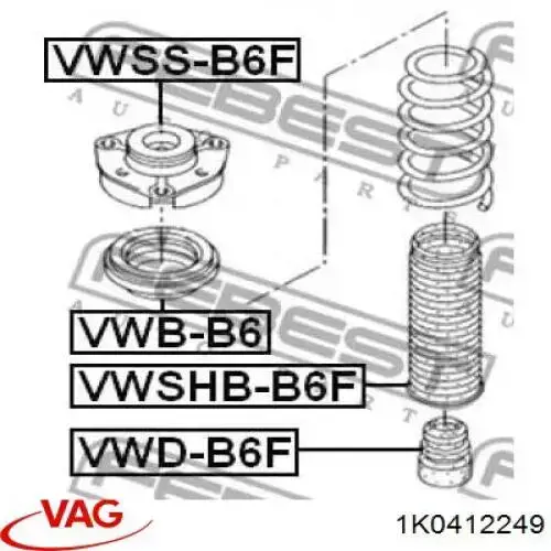 Comprar 1K0412249 VAG Rodamiento de soporte del amortiguador delantero