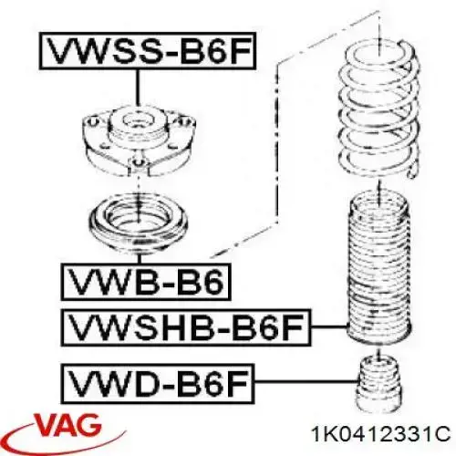 Soporte del amortiguador delantero VAG 1K0412331C precio, desde 20,24 EUR