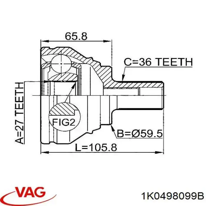 Junta homocinetica 1K0498099B VAG