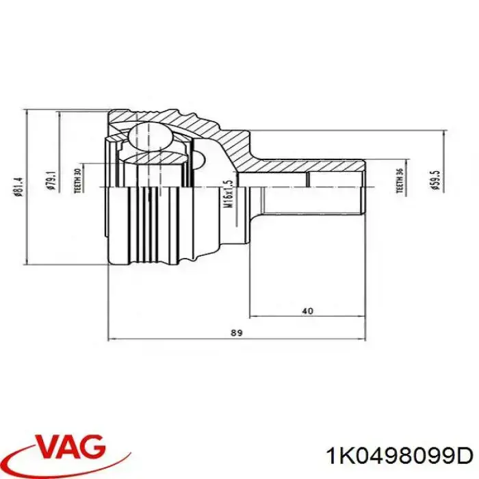 Junta homocinética exterior delantera VAG 1K0498099D precio, desde 32,73 EUR
