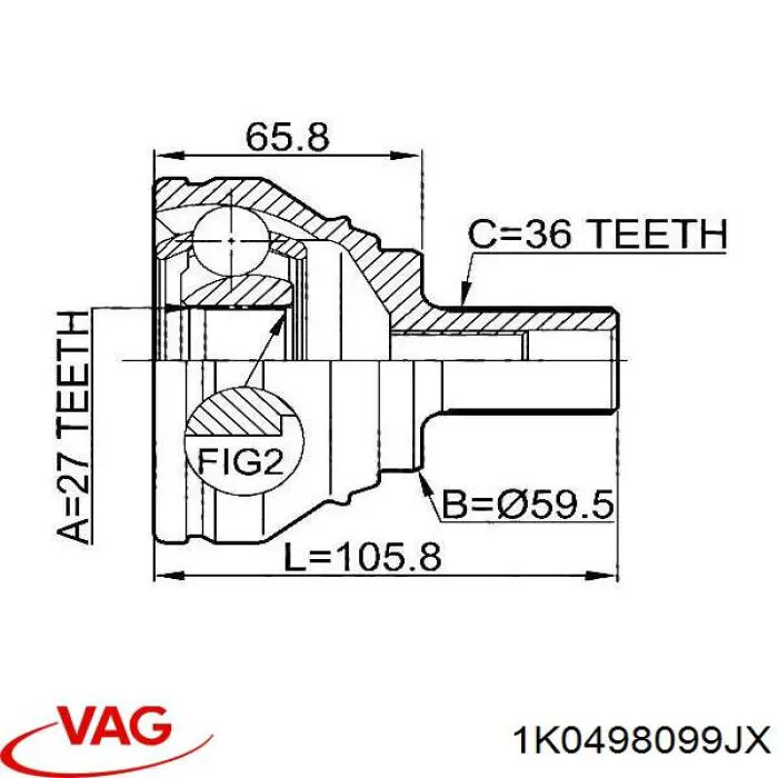 Comprar 1K0498099JX VAG Junta homocinetica