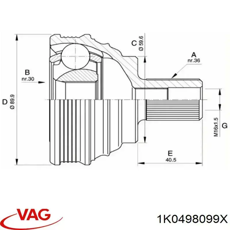 Junta homocinética exterior delantera Seat Altea 5P1