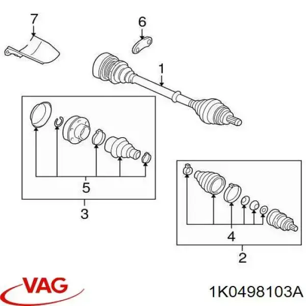 Comprar 1K0498103A VAG Junta homocinética interna delantera
