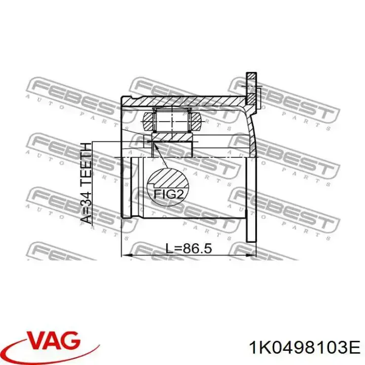 Junta homocinética interna delantera 1K0498103E VAG