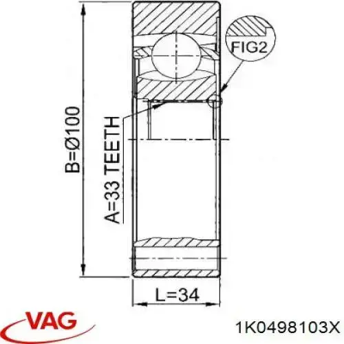 1K0498103X VAG Junta homocinética interna delantera izquierda