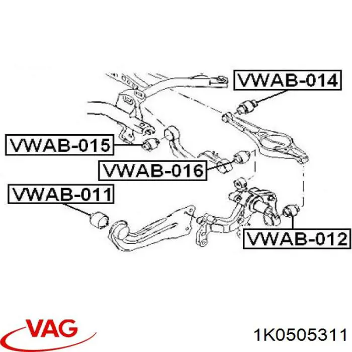Brazo inferior trasero izquierdo/derecho VAG 1K0505311 precio, desde 47,45 EUR