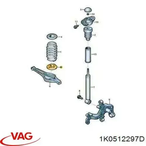 1KD512297 VAG Aislador de resorte trasero inferior de goma