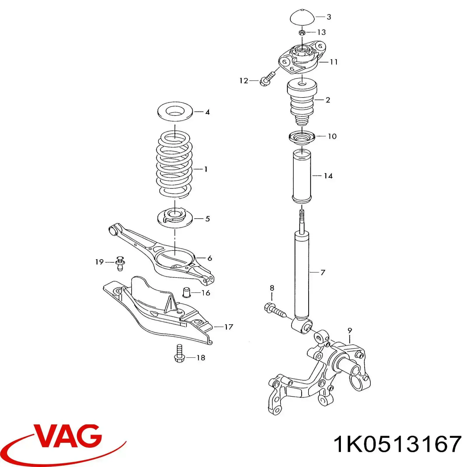Cazoleta de amortiguador trasero VAG 1K0513167 precio, desde 8,21 EUR