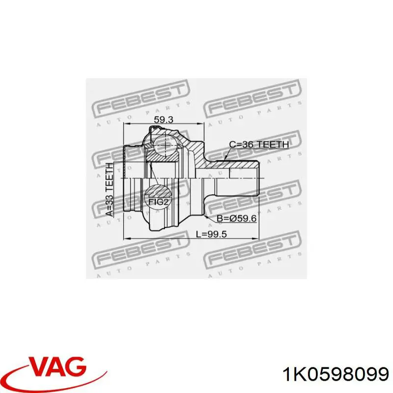 1K0598099 VAG Junta homocinética exterior trasera