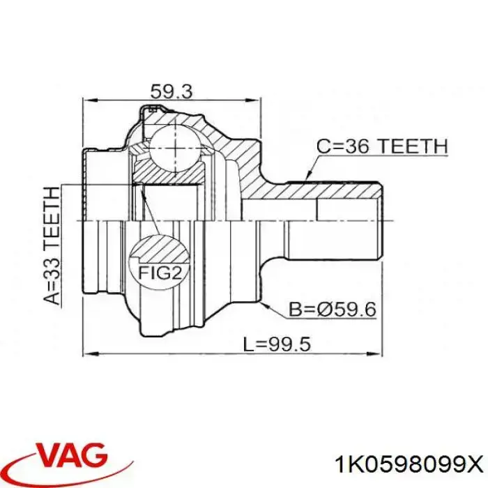 Comprar 1K0598099X VAG Junta homocinética exterior trasera