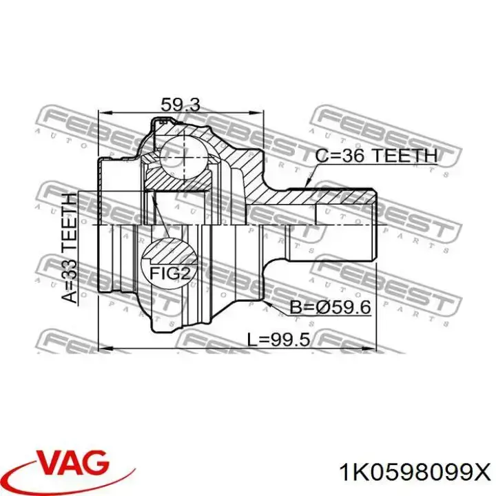Junta homocinética exterior trasera VAG 1K0598099X precio, desde 40,85 EUR
