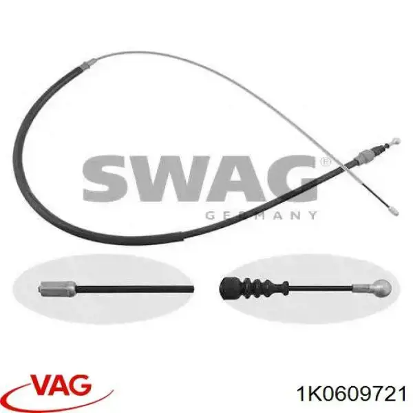 1K0609721 VAG Cable de freno de mano trasero derecho/izquierdo