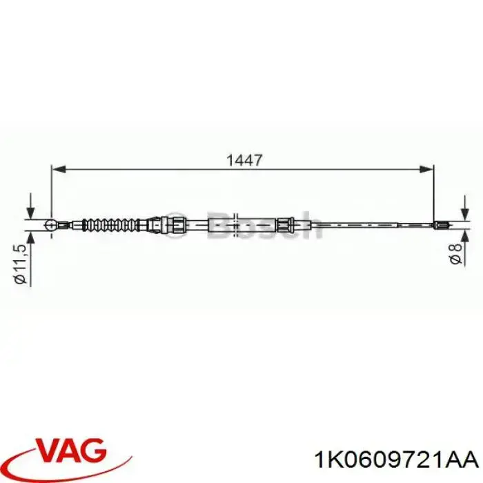 Cable de freno de mano trasero derecho/izquierdo VAG 1K0609721AA precio, desde 11,98 EUR
