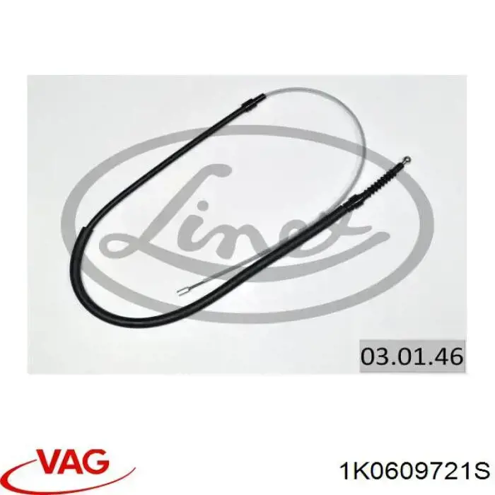 Cable de freno de mano trasero derecho/izquierdo 1K0609721S VAG