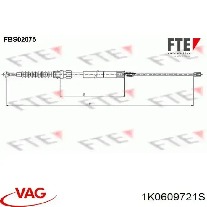 Comprar 1K0609721S VAG Cable de freno de mano trasero derecho/izquierdo