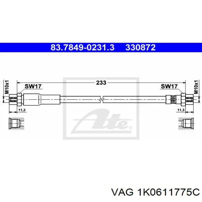 Manguera de freno trasera VAG 1K0611775C precio, desde 8,12 EUR