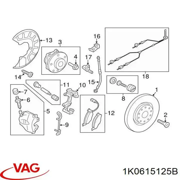 Soporte de la pinza de freno delantera 1K0615125B VAG