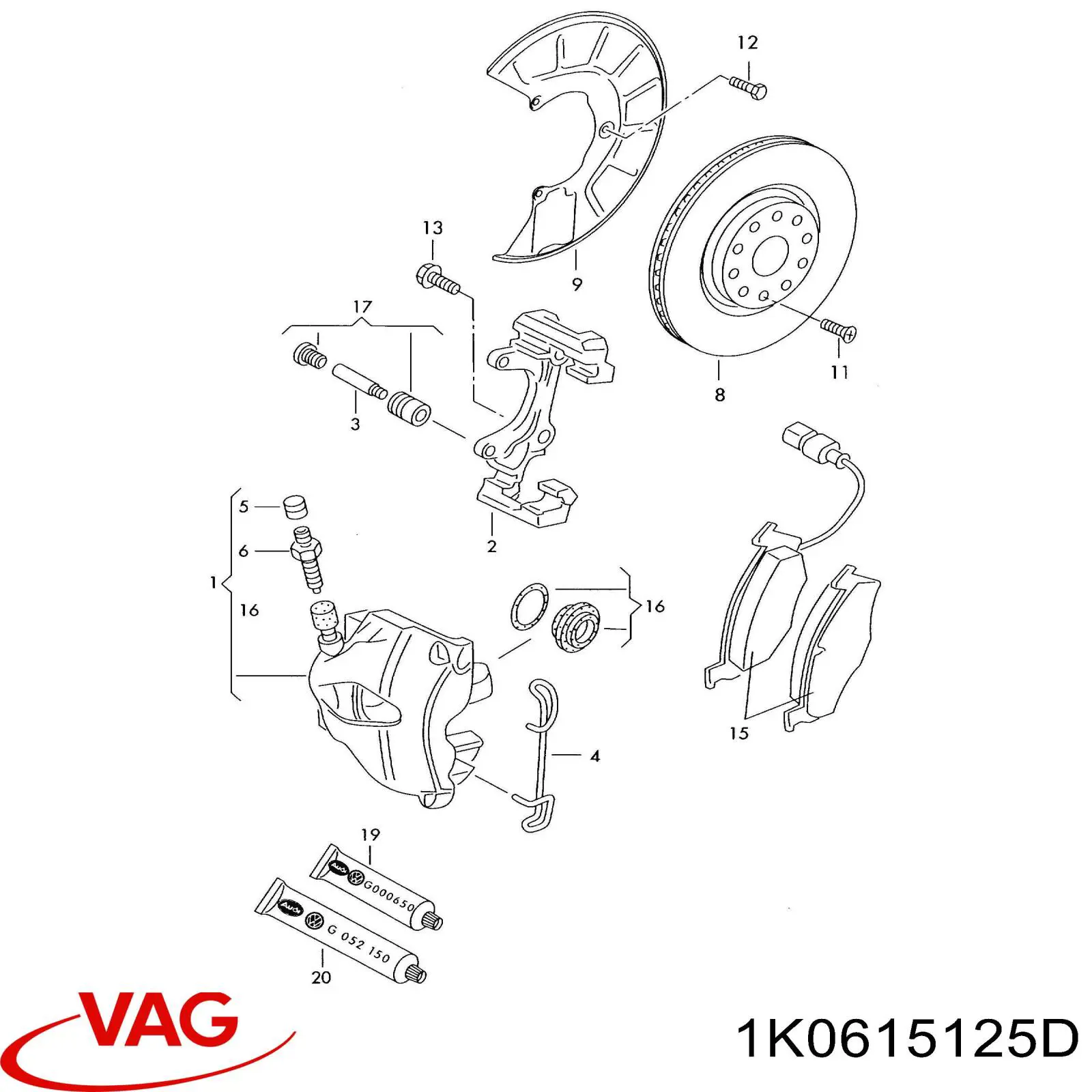 Comprar 1K0615125D VAG Soporte de la pinza de freno delantera
