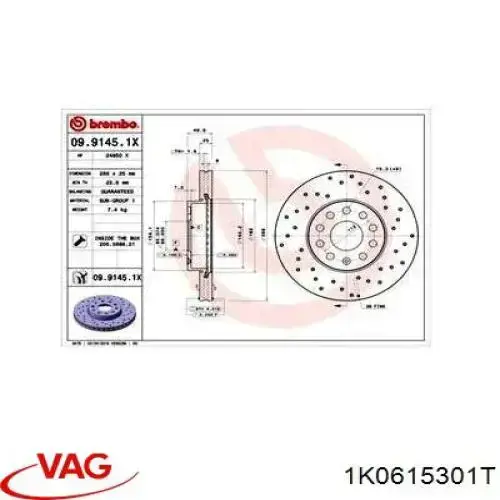 Freno de disco delantero Volkswagen Caddy 2 9K9