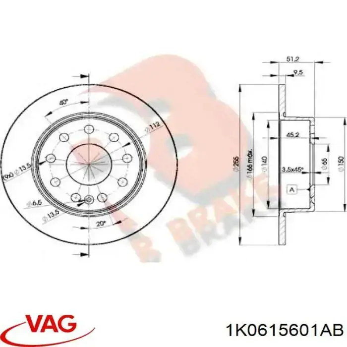 Comprar 1K0615601AB VAG Disco de freno trasero