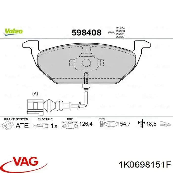 Comprar 1K0698151F VAG Pastillas delanteras de freno