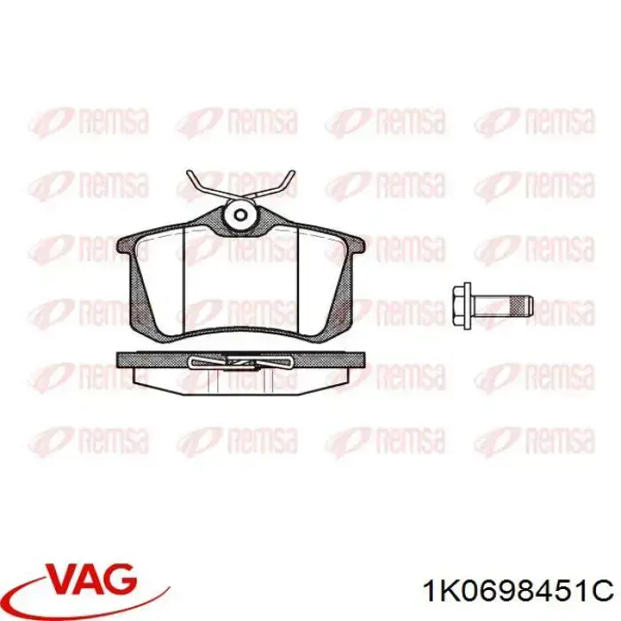 1K0698451C VAG Pastillas freno traseras