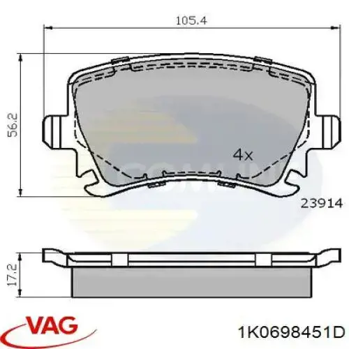Pastillas de freno traseras Volkswagen Caddy 3 2KB, 2KJ, 2CB, 2CJ
