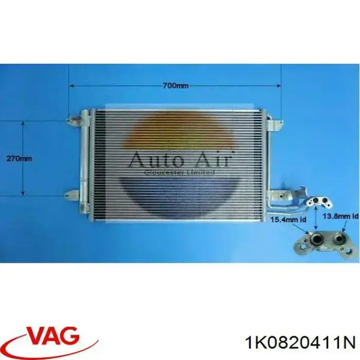 1K0820411N VAG condensador aire acondicionado