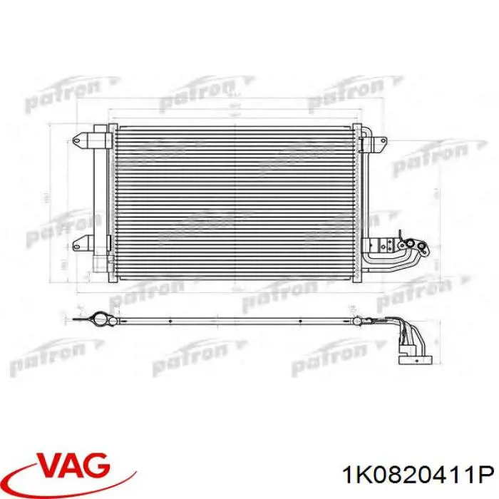 Condensador aire acondicionado 1K0820411P VAG